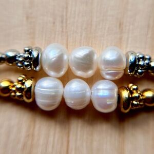 Delicate Pearl Gem Beaded Crystal Layer Necklaces - Purple Green Pearl Options